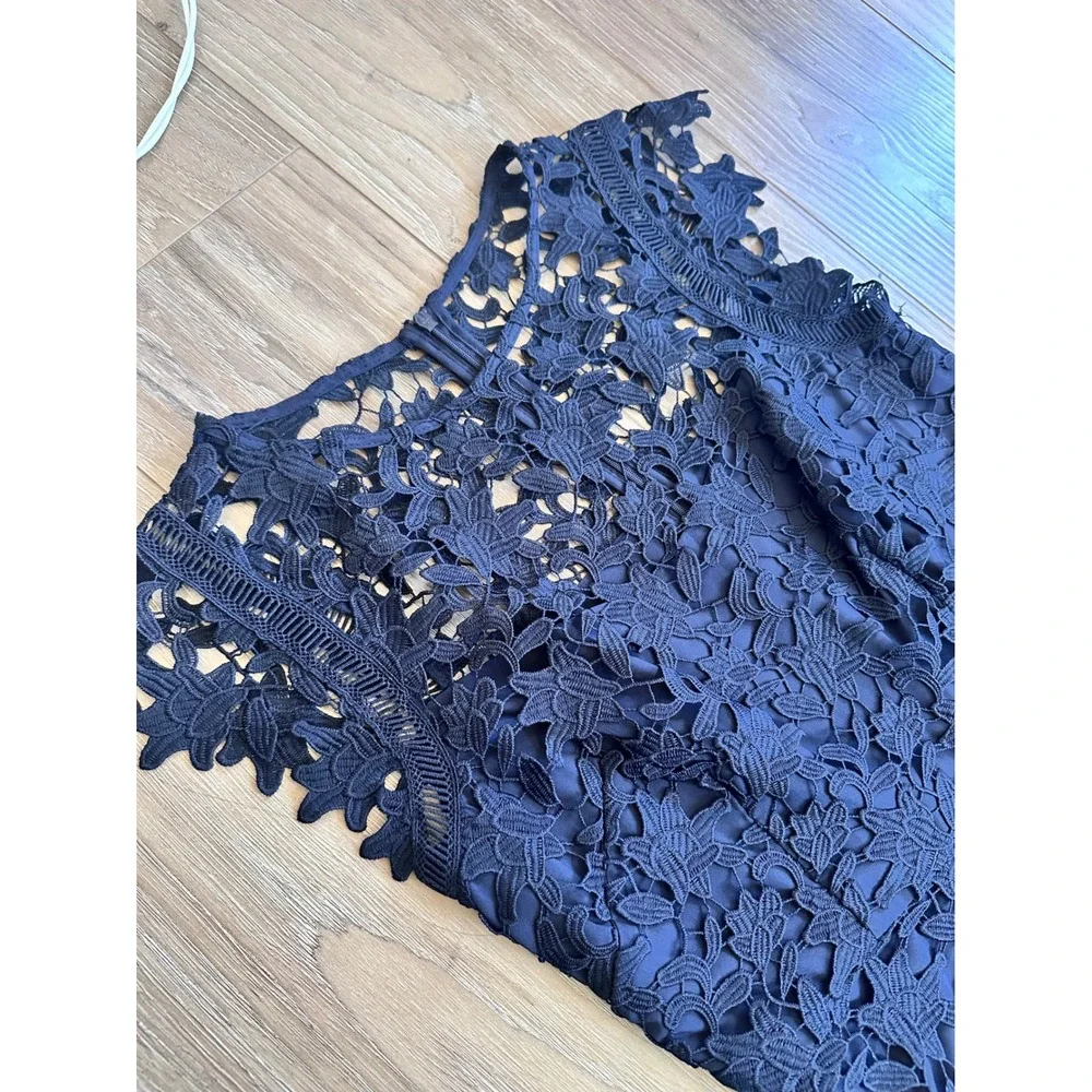 Eliza J Floral Lace High Low Cocktail Dress Sz 8 Polished Modern Romantic Chic